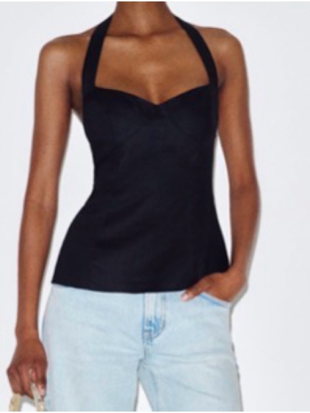 Reformation Black Halter Sweetheart Camisole Top